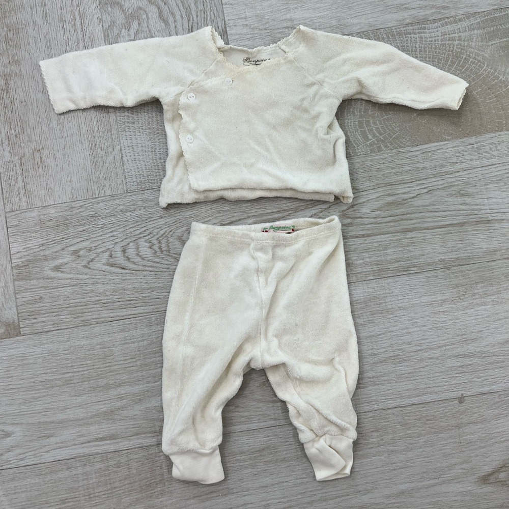 Bonpooint off white newborn 3 mo two piece set